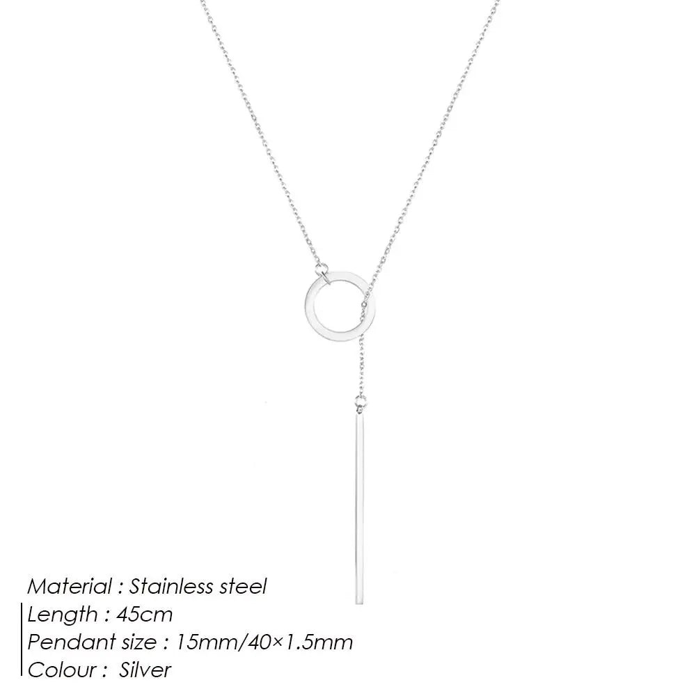 Minimalist Round Stick Pendant Necklace for Women Pearl Clavicle Necklace Leaves Long Chain Fashion Jewelry Statement Girl Gift Vera Lux
