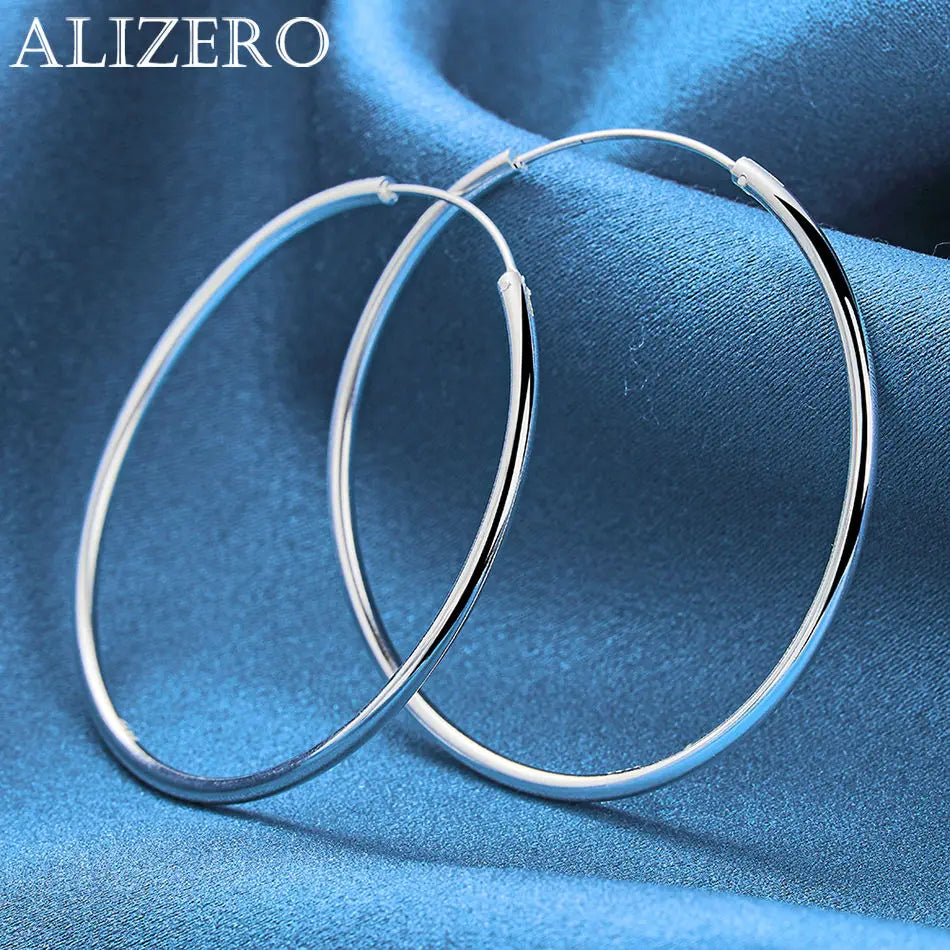 ALIZERO 925 Sterling Silver Earrings Simple Round Circle Hoop Earrings For Woman Fashion Wedding Engagement Charm Jewelry Gifts Vera Lux
