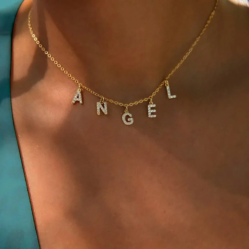 Personalized Initial Name Necklace Stainless Steel Women Alpahbet Letter Pendant ,Initial Collar Statement Charms Gift Vera Lux