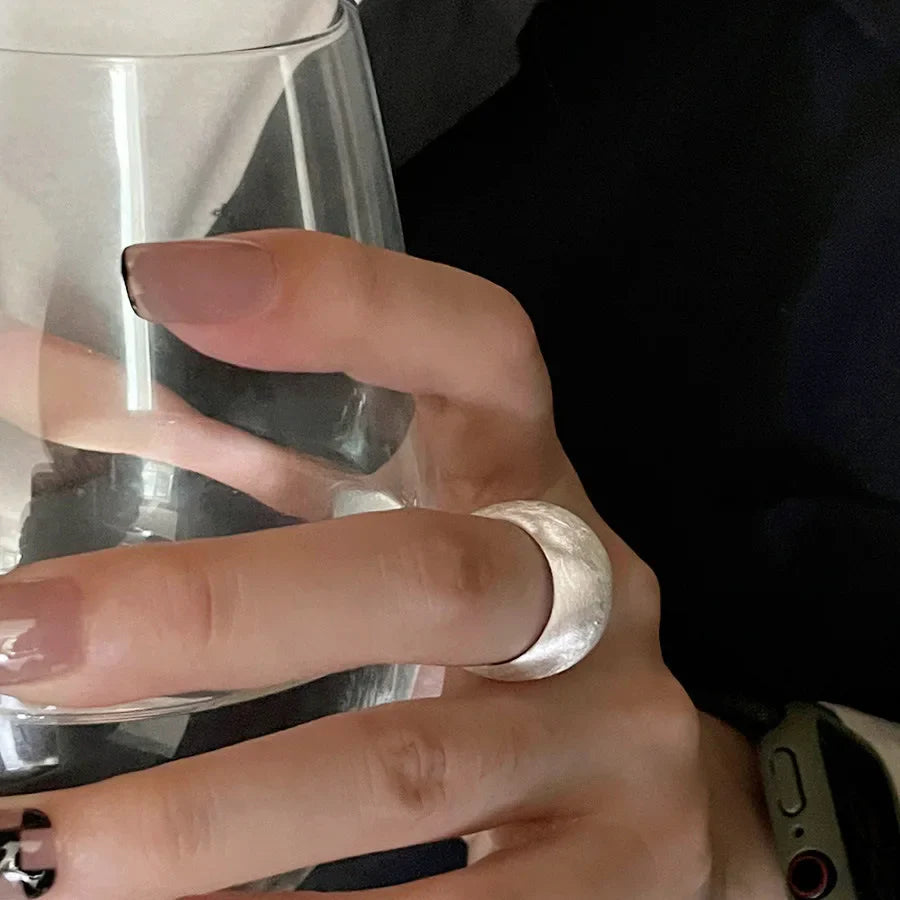 925 Sterling Silver Tellipse Geometry Sanding Simple Rings For Women Couple Engagement Luxury Jewelry Accessories Jewellery Vera Lux