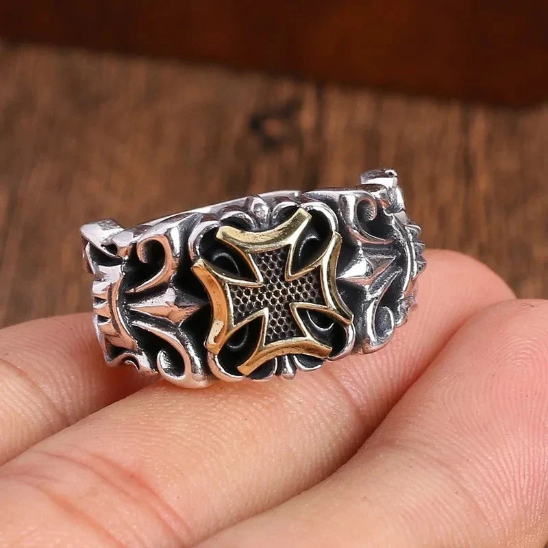 New Punk Large Cross Ring Adjustable Size Fashion Men's Personalized Design Jewelry Street Retro Gothic Trend JewelryAccessories Vera Lux