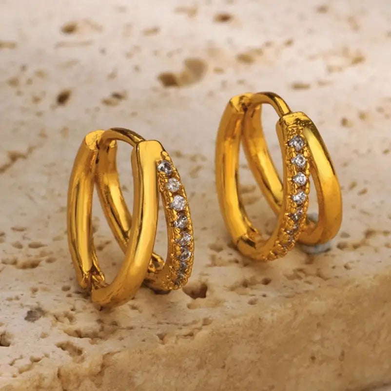 Stainless Steel Circle Earrings For Women Gold Color Aesthetic Zircon Earring Wedding Christmas Fashion Jewelry Accessories Gift Vera Lux