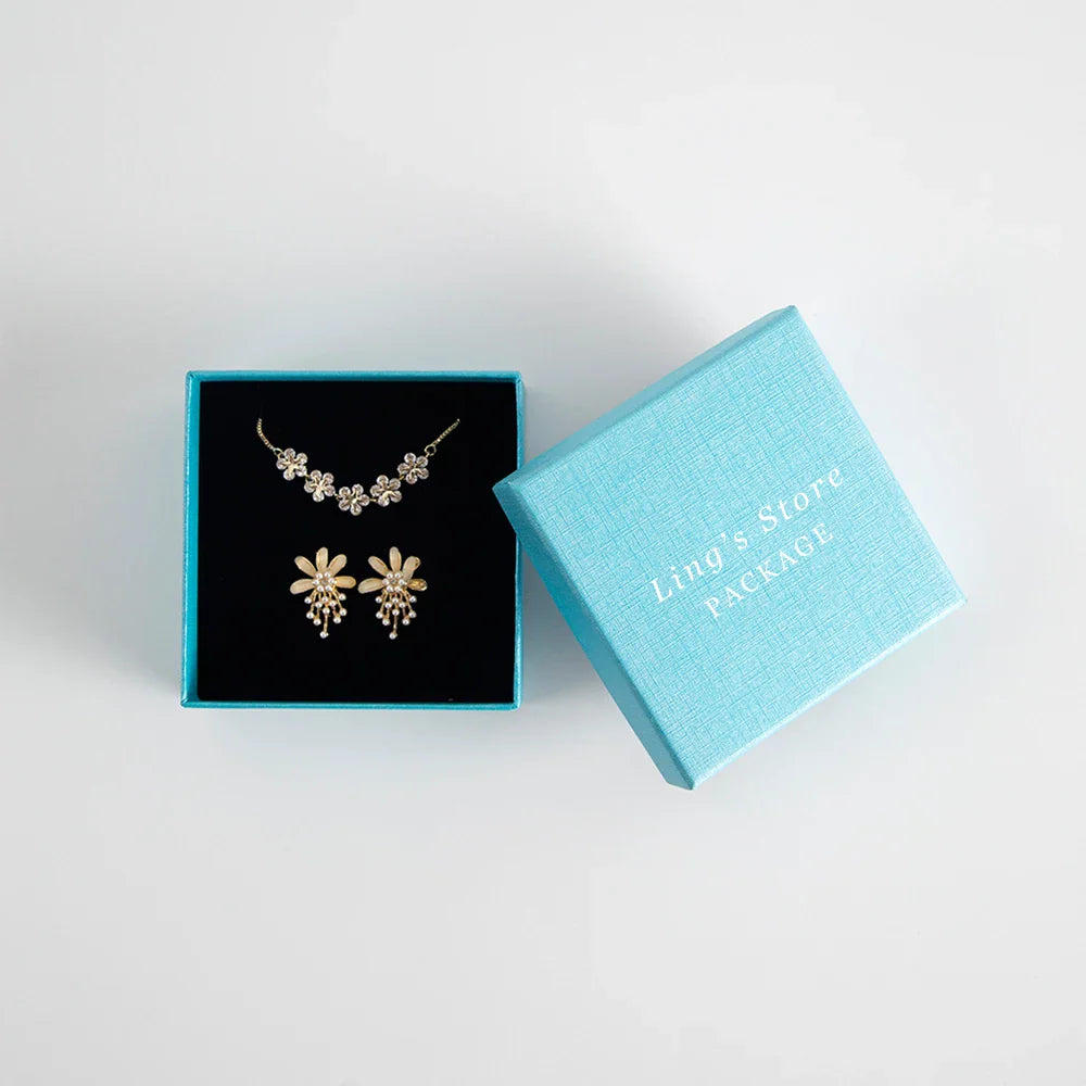 24Pcs Personalized Logo Jewelry Paper Gift Box Wedding Favors Ring Earring Necklace Pendant Bracelet Stud Bag Storage Packaging Vera Lux
