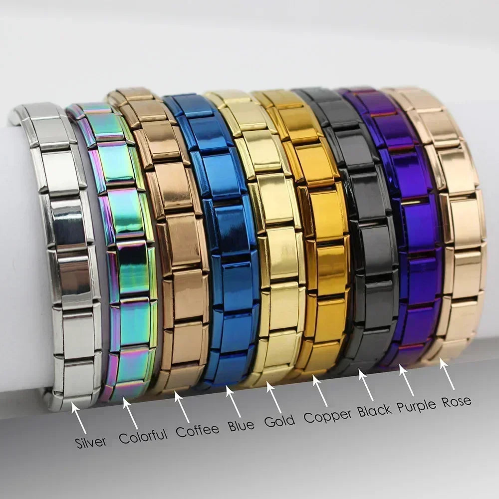 Hapiship New Women's Jewelry 9mm Width Itanlian Elastic Charm Bracelet Fashion Stainless Steel Bangle ST- Vera Lux
