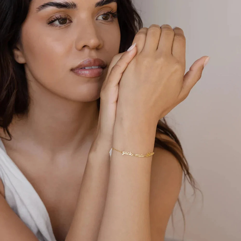 Custom brand name bracelet, custom name bracelet, custom double name or triple name, gift for girlfriend Vera Lux