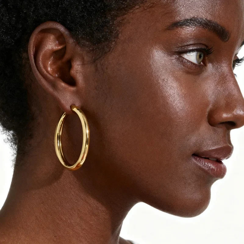 30/40/50mm Circle Hoop Earrings for Women, Classic Stainless Steel 18k Gold Plated Minimalist Jewelry Hypoallergenic Vera Lux