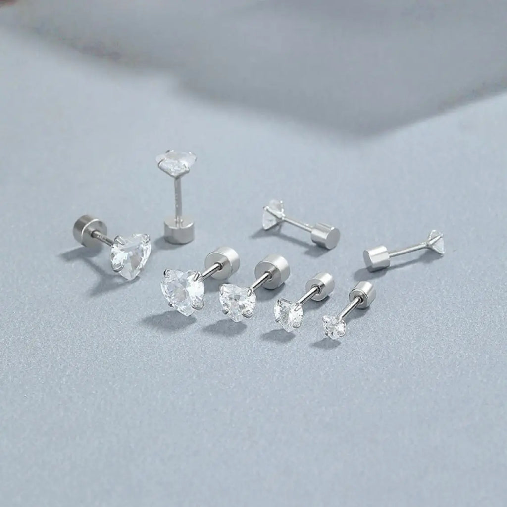 S925Silver Love zircon earrings for women, fashionable and simple ins, heart shaped earrings, personality and temperament Vera Lux