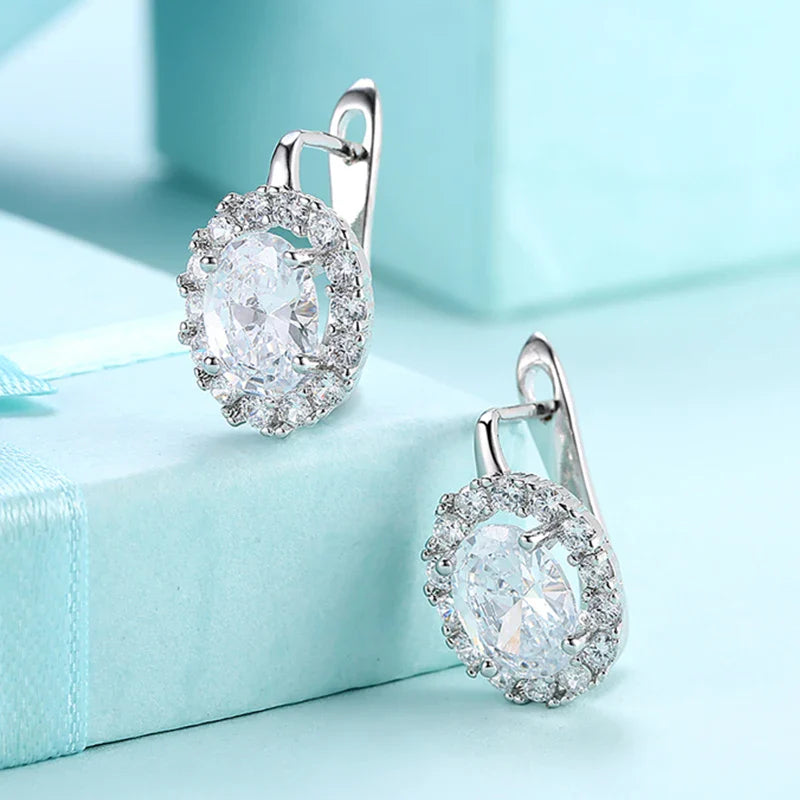925 Silver Green/White Zircon Drop Earring For Women Wedding Jewelry Vera Lux