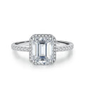 NeeTim 1ct 2ct Moissanite Ring for Women Emerald Radiant Cut Lab Diamond Rings Sterling Silver 925 with Gold Plated Wedding Band Vera Lux