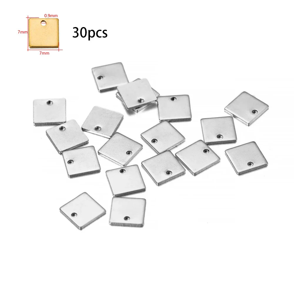 10-50Pcs Gold Stainless Steel Customized Dog Tag Heart-Shaped Oval Blanks Charm Pendant Charms For DIY Jewelry Making Supplies Vera Lux