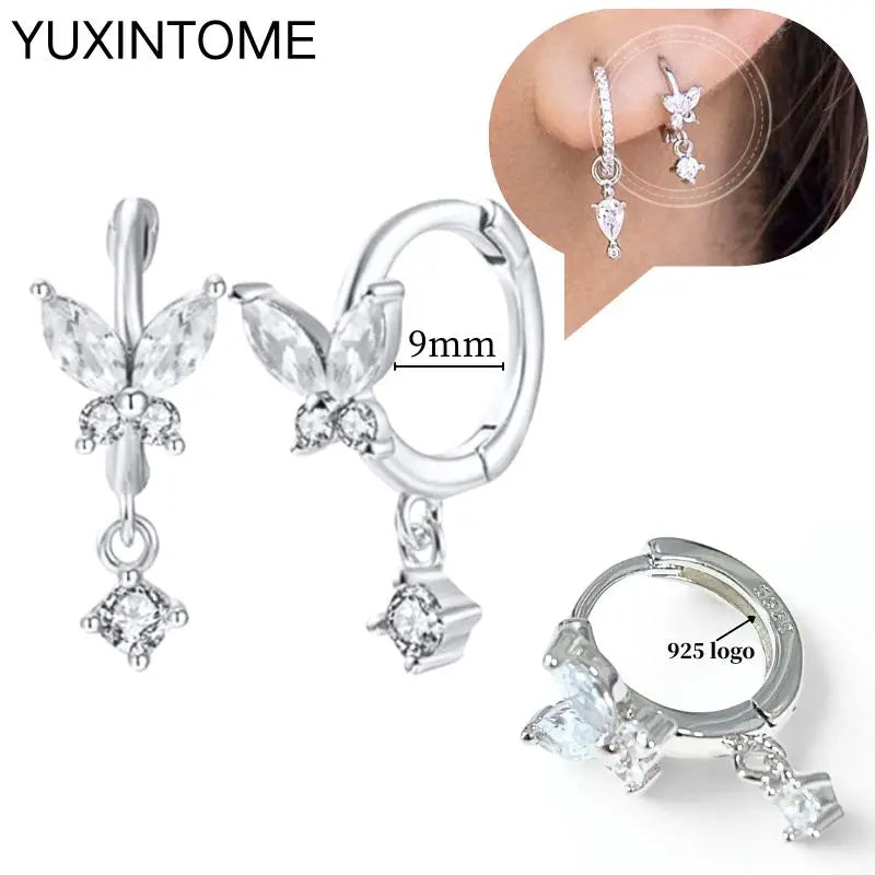 925 Sterling Silver Ear Needle Fashion Hoop Earrings White Crystal Luxury Women's Silver Earrings Wedding Women's Jewelry Gift Vera Lux