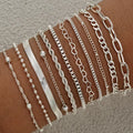 11Pcs/Set Boho Twisted Flat Snake Chain Anklet for Women Summer Beach Vintage Barefoot Ankle Bracelet On Leg Jewelry Accessories Vera Lux