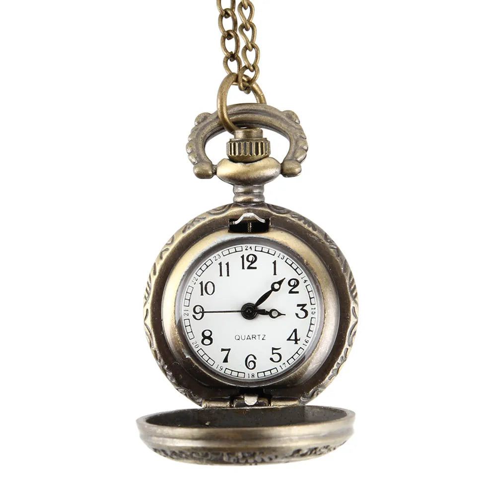 Fashion Vintage  Alloy  Number Dual Time Display Clock Necklace Chain Watches Birthday Gifts Vera Lux