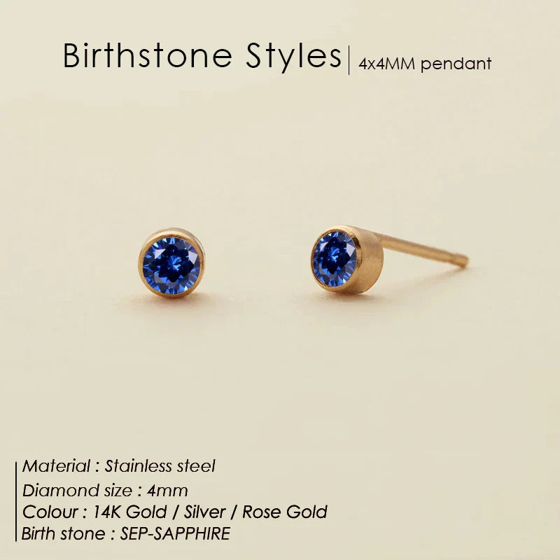 316 Stainless Steel Birthstone Ear Stud Piercing Gun Gold Color Push-Back Earrings Piercing Safe For Baby And Women Gift Jewelry Vera Lux