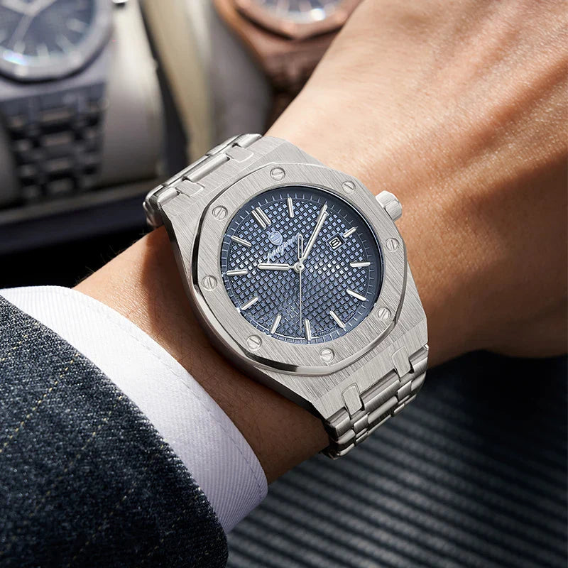 PAAZOMU Luxury Business Man Wristwatch Waterproof Luminous Date Men Watch Stainless Steel Fashion Quartz Watches For Men Reloj Vera Lux