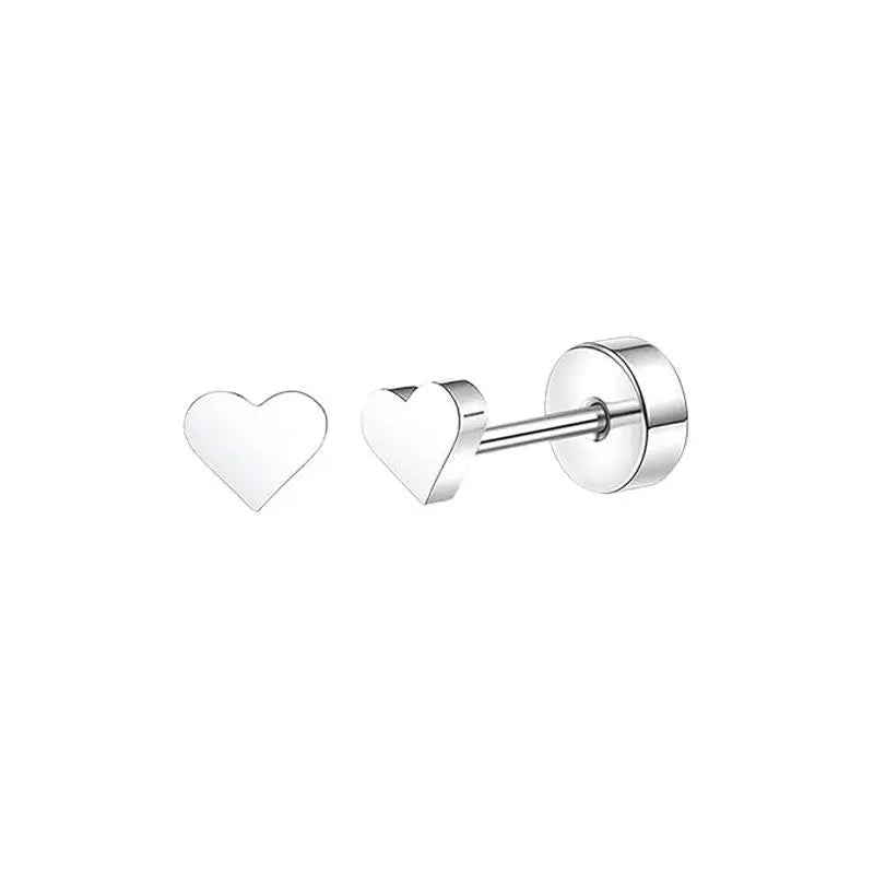 2PCS/Set Stainless Steel Heart Moon Earbone Stud Screw Ball Stud Earrings for Women Fashion Ear Tragus Cartilage Body Piercing Vera Lux