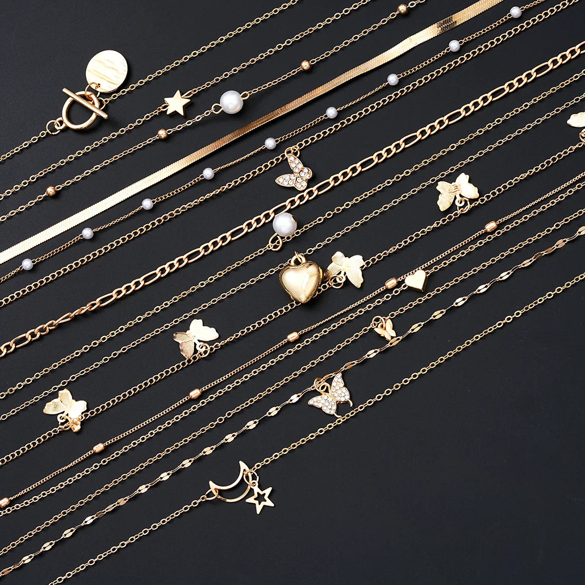 Simple Stackable Necklaces Set for Women Fashion Butterfly Heart Star Pearl Moon Pendant Necklaces Boho Jewelry Gifts 2025 Vera Lux