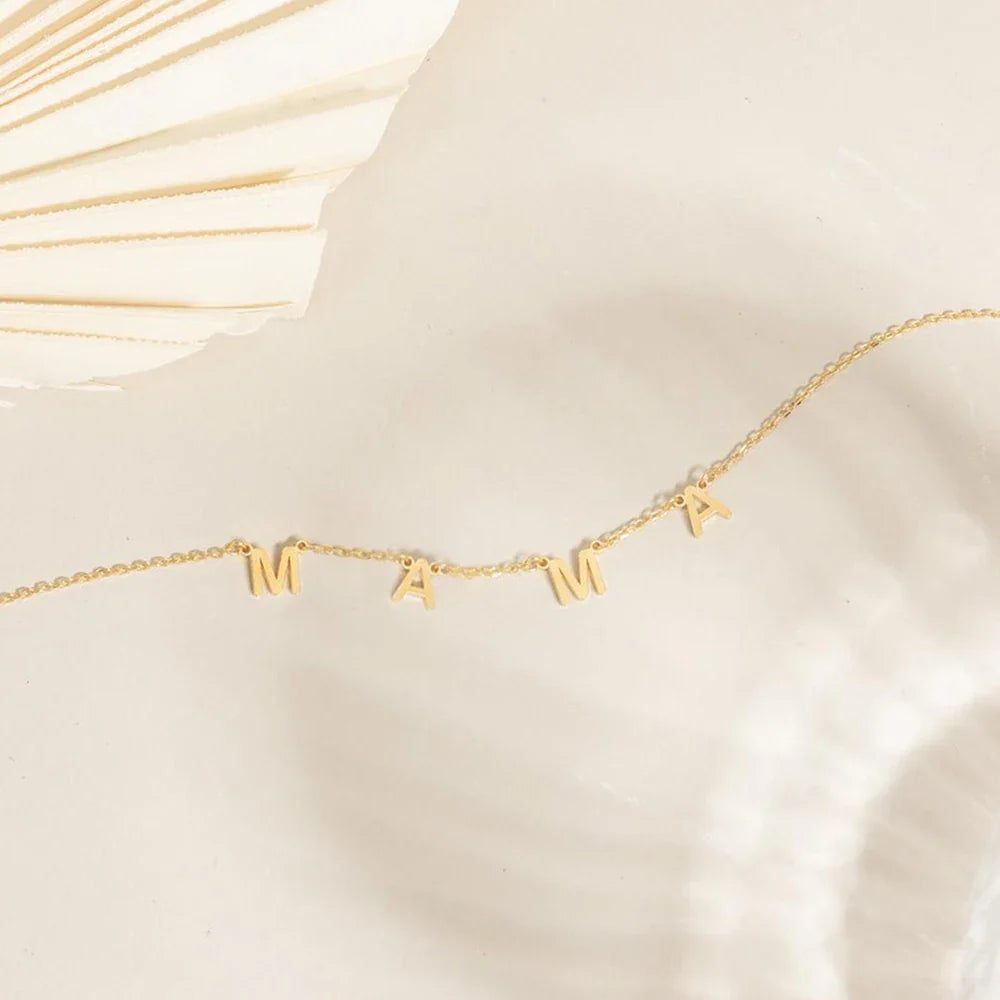COLALA Customized Stainless Steel MAMA Name Necklace Custom Personalized Letter Choker Necklace Pendant Nameplate Gift Vera Lux