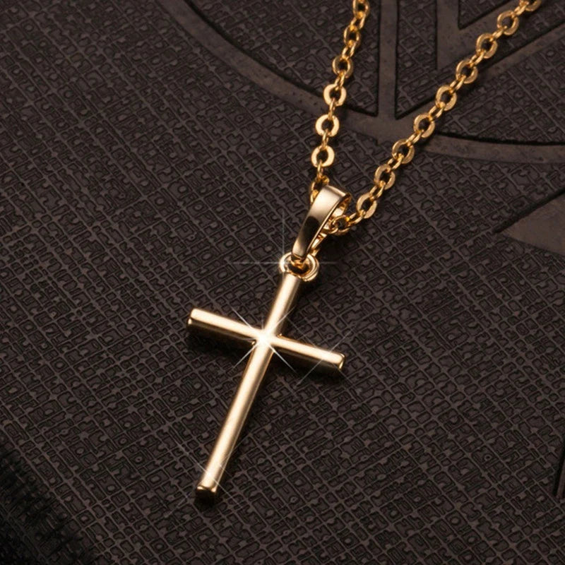 Fashion Christian Jesus Cross Necklaces Silver Color Long Chain Simple Pendants For Women Men Jewelry Gifts Dropshipping Vera Lux