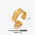 Stainless Steel Irregular Geometric Open Rings for Women Gold Color Texture Couple Wedding Ring Trendy Elegant Aesthetic Jewelry Vera Lux