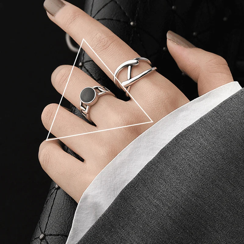 VENTFILLE 925 Sterling Silver Rings New Fashion Party Jewelry Vintage Charm Double Layer Geometric Nail Design Accessories Gifts Vera Lux