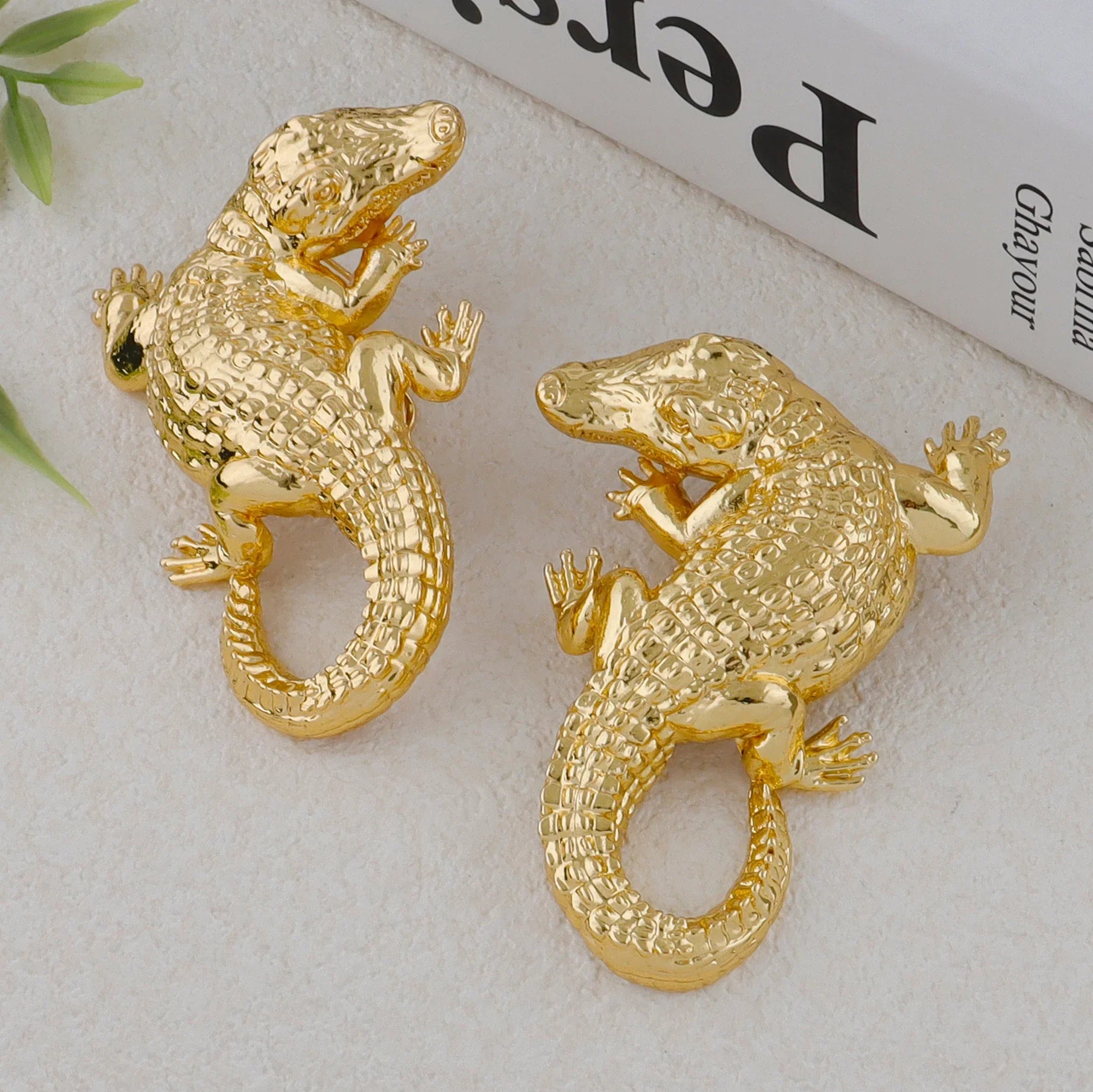 African Large Crocodile Jewelry Set for Women Lady Big Necklace Arab Gold Color Earrings Bracelet Bride Wife Anniversary Gift Vera Lux