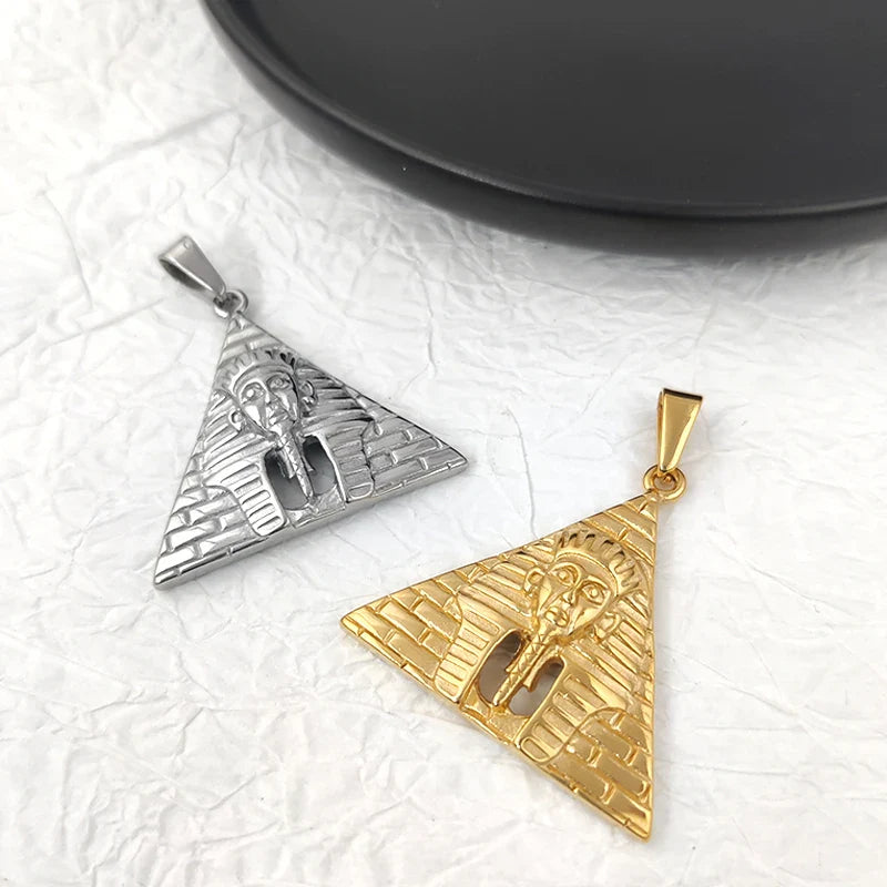 Trendy Jewelry PVD Gold Plated Egyptian Pyramid Charm Stainless Steel Egypt Pharaoh Pendant for Women Men Necklace Vera Lux