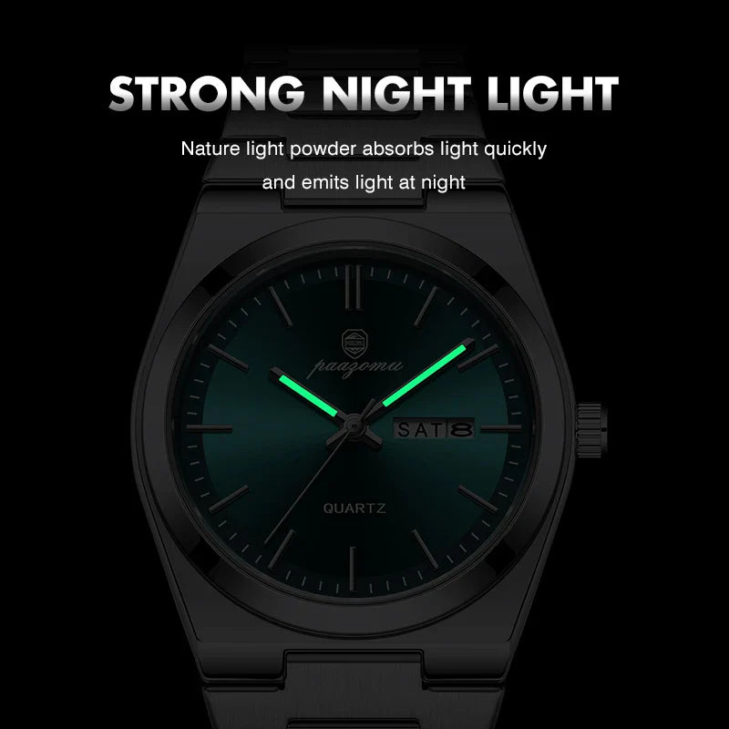 PAAZOMU Fashion Men's Quartz Watch Stainless Steel Waterproof Luminous Man Watch Chronograph Date Multifunction Watches For Men Vera Lux