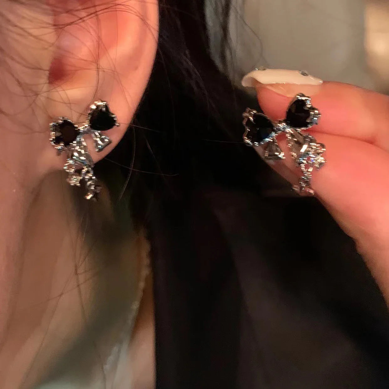 New Y2K Bowknot Zircon Stud Earrings for Women Fashion Korean Silver Color Pink Crystal Personality Earring Party Jewelry Gifts Vera Lux