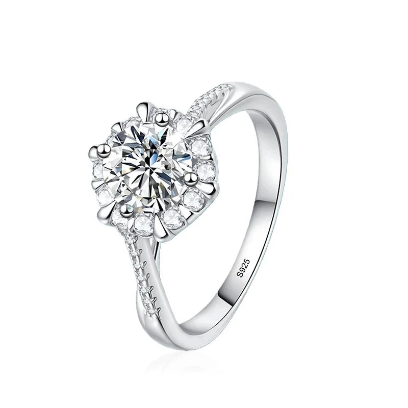 NeeTim 0.5/1CT Moissanite Diamond Rings Wedding Band for Women 925 Sterling Silver Plated 18k White Gold Promise Ring Certified Vera Lux