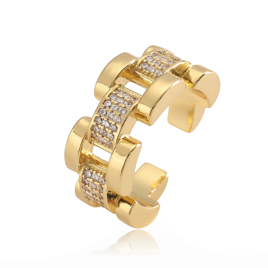 NEWBUY Delicate Gold Color Statement Design CZ Party Rings For Elegan Women Finger Accessories Vera Lux