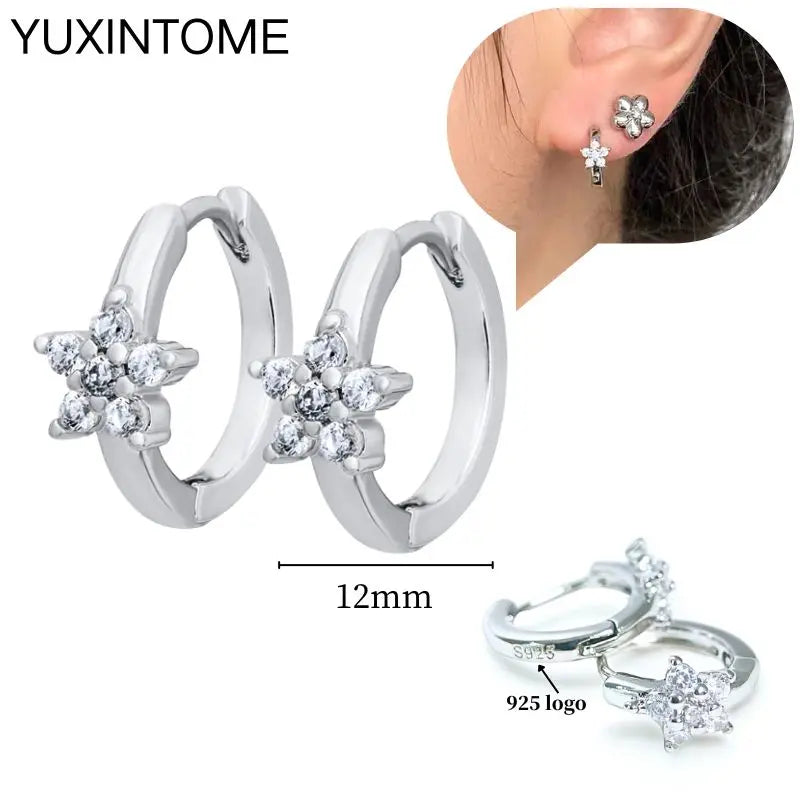 925 Sterling Silver Ear Needle Fashion Hoop Earrings White Crystal Luxury Women's Silver Earrings Wedding Women's Jewelry Gift Vera Lux