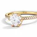 MINTYBOX 18K Yellow Gold D Moissanite Rings for Women Handmade 6.5mm S925 Silver Round Shape Engagement Ring Gift Fine Jewelry Vera Lux
