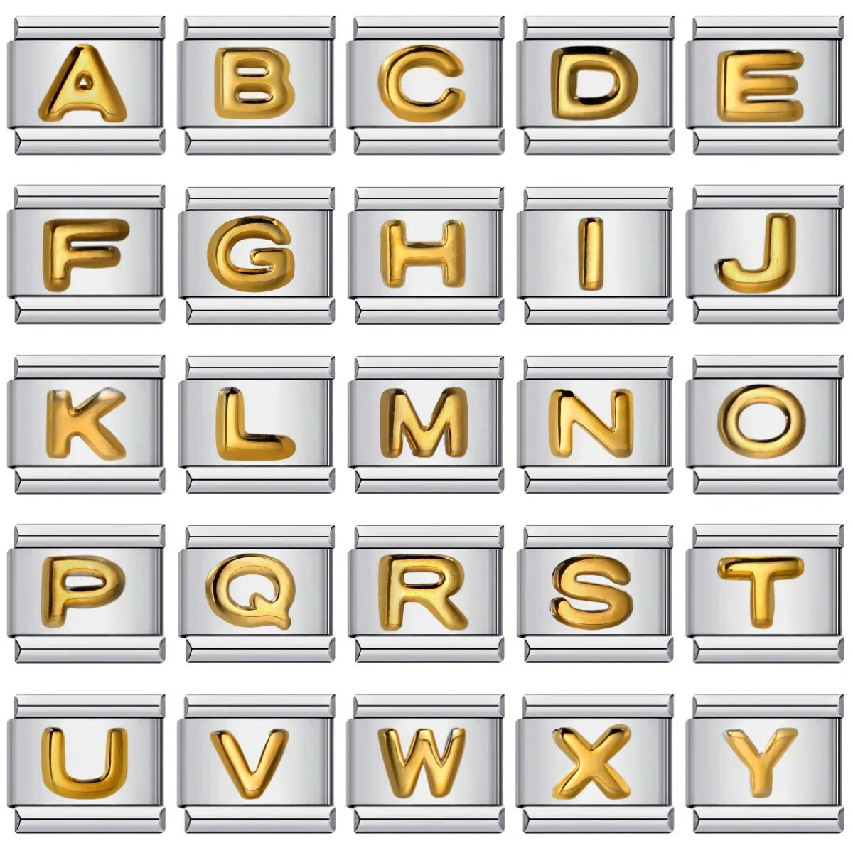 Trendy Italian Charms Bracelet 26 English A-Z Letter Name Custom Gold Color DIY Jewelry Making Gift Hand Bangle Chain Jewellry Vera Lux