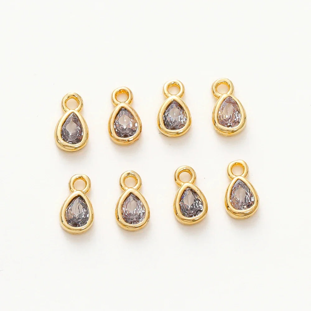 5/10pcs/lot Water-Drop Shape Pendants Wholesale 18K Gold Plated Cubic Zirconia Charm Pendants For DIY Necklace Jewelry Making Vera Lux