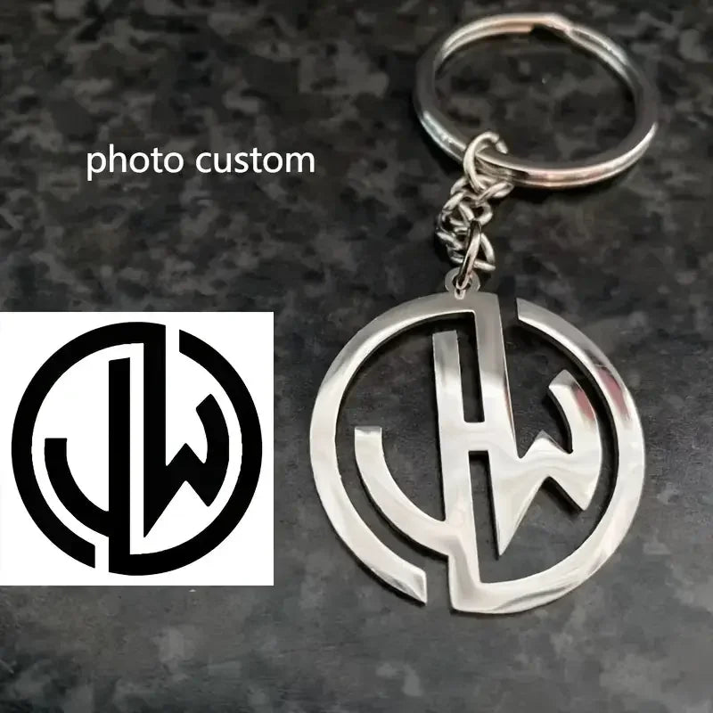 Custom Logo Keychain Stainless Steel Personalized Emblem Pendant Keychains House & Friendship & Pet Decorative Key Jewelry Gifts Vera Lux