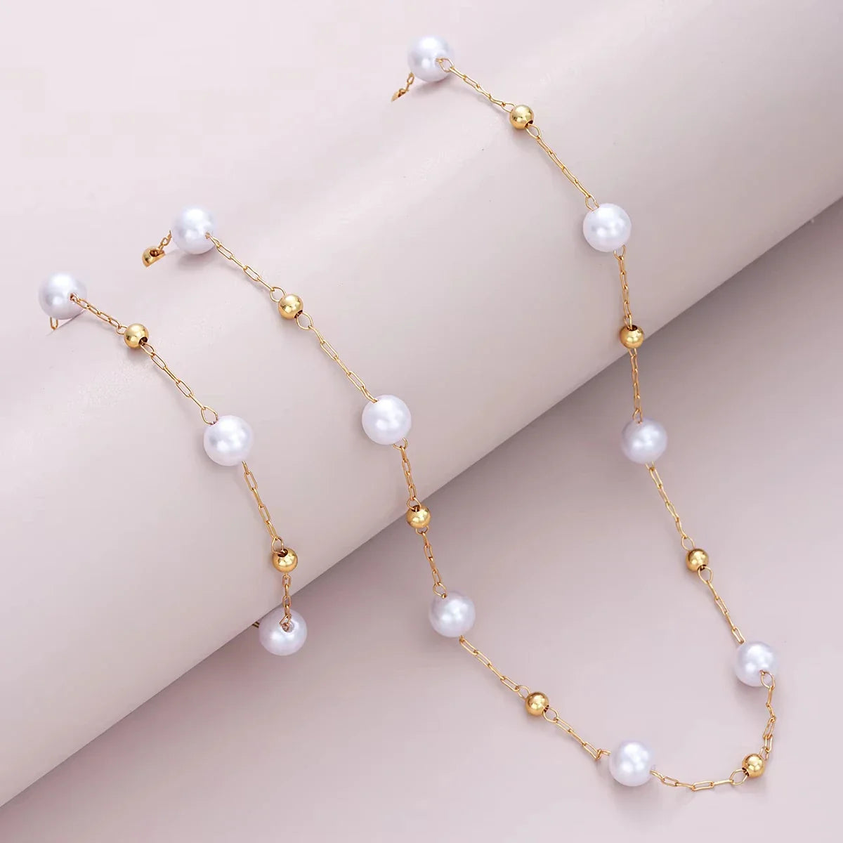 2 Pcs Exquisite Gold Color Bohemian Jewelry Set for Women Fashion Pearl Cross Pendant Necklace Bracelet Set Casual Jewelry Gifts Vera Lux
