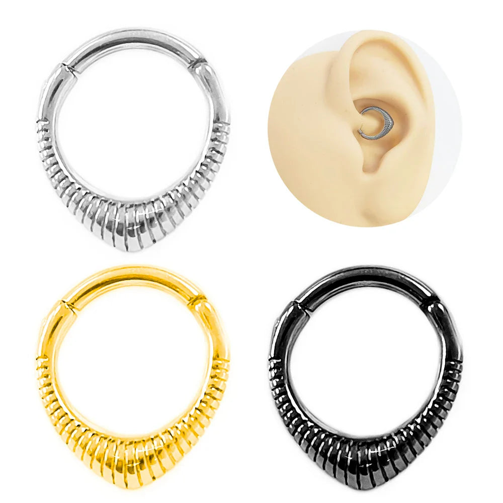 Flowers Nose Ring Septum 100% 316L Surgical Steel Zircon Clicker Daith Piercing Ear Cartilage Helix Hoop Flowers Water Drops Vera Lux