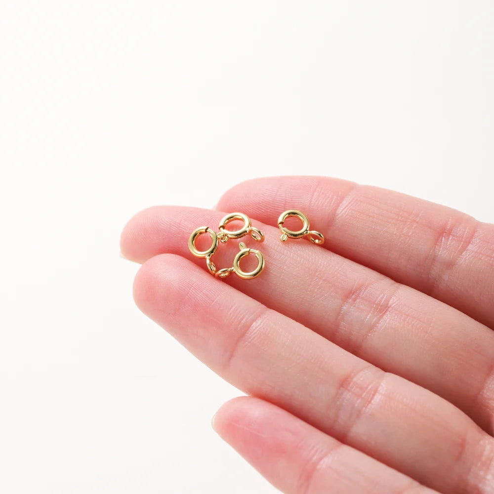 10pcs/ 14K 18K Gold Round Spring Clasp With Jump Ring Open Connect Clasp For DIY Jewelry Necklace Chain Making Accessories Vera Lux