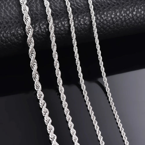 1 piece 925 sterling silver Width 2mm/3mm/4mm Rope Chain Necklace/Bracelet For Men Women Man Fashion Chain Necklace Vera Lux