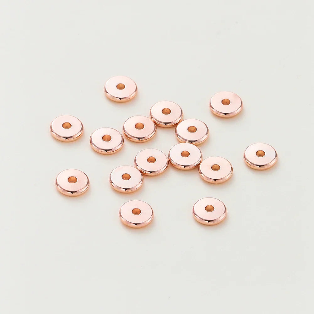 10-50pcs 14K/18K Gold Color Plated Brass 3-12mm Round Spacer Beads Flat Bracelet Beads for DIY Jewelry Findings Accessories Vera Lux