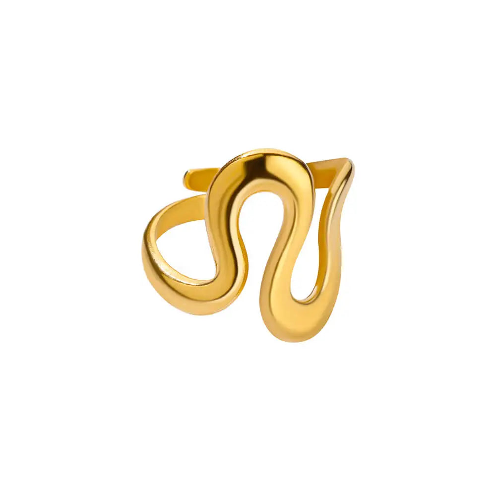 Irregular Geometric Glossy Stainless Steel Open Rings For Women Minimalist Gold Color Adjustable Wedding Ring Female Jewelry Vera Lux
