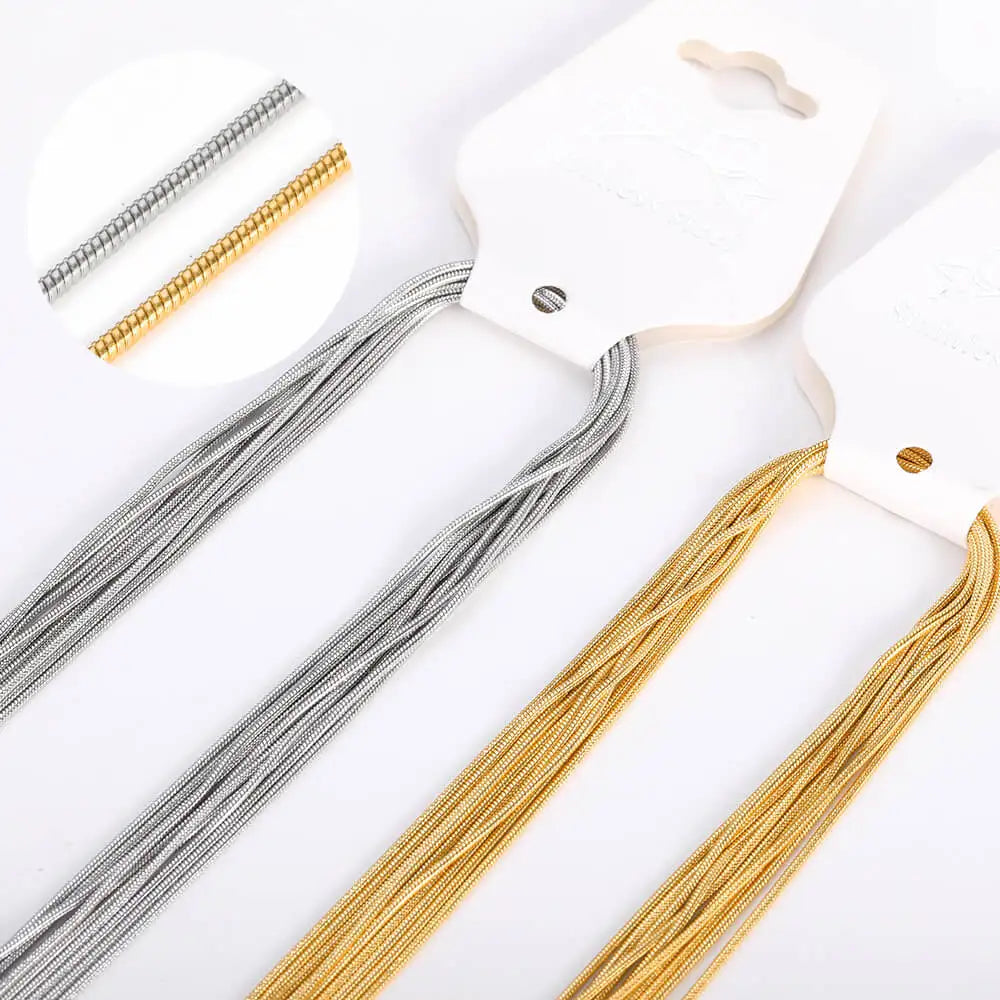 10pcs Punk Stainless Steel Round Snake Necklace for Men Women Water Wave Chain 0.9mm Width Link Chain Choker Tone Metal Neckalce Vera Lux