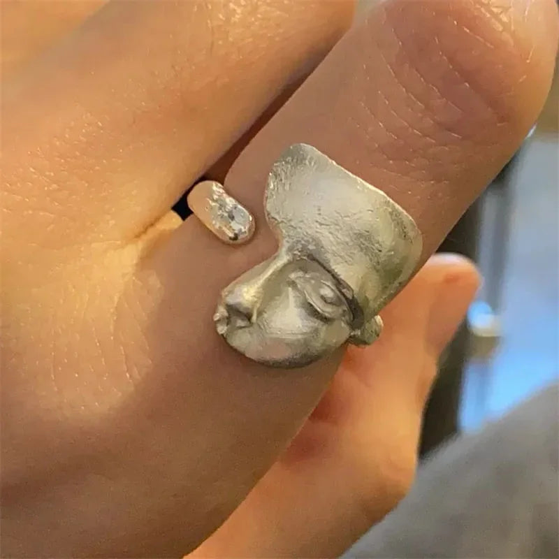 LATS New Creative Mystical Masked Face Open Rings for Women Men Goth Style Personality Mask Finger Jewelry Gift Wholesale Vera Lux