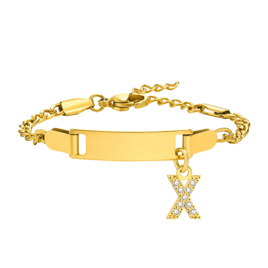 Personalized Name Bracelet With Initials for Boy Girl, Free Engraving Date ID Wristband Birthday Gift Vera Lux