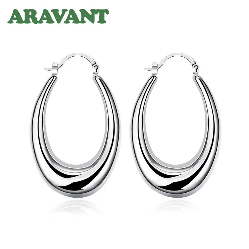 925 Silver Big Moon Hoop Earrings For Women Fashion Jewelry Wholesale Vera Lux