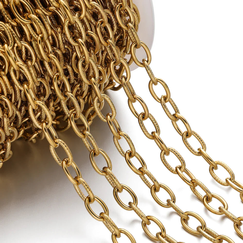 1Meter/Pack 304 Stainless Steel Knot Gold Steel Color Handmade Chains for DIY Necklace Bracelets Jewelry Making Accessories Vera Lux