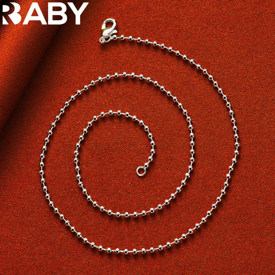 URBABY 925 Sterling Silver 40-75cm 2mm Beads Necklace For Women Anniversary Gift Popular Wild Fashion Romantic Jewelry Vera Lux