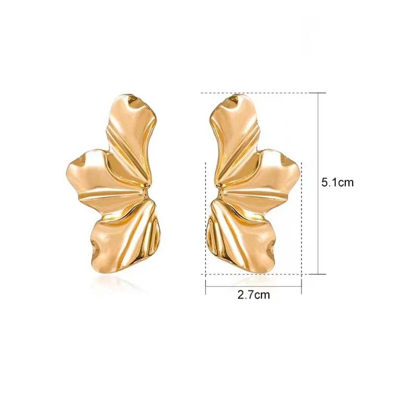 Obega Geometric Fuchsia Stone Earrings  Warm Gold Color Flower Shape Women Earring Stud Party Beach Jewelry For Girls Vera Lux