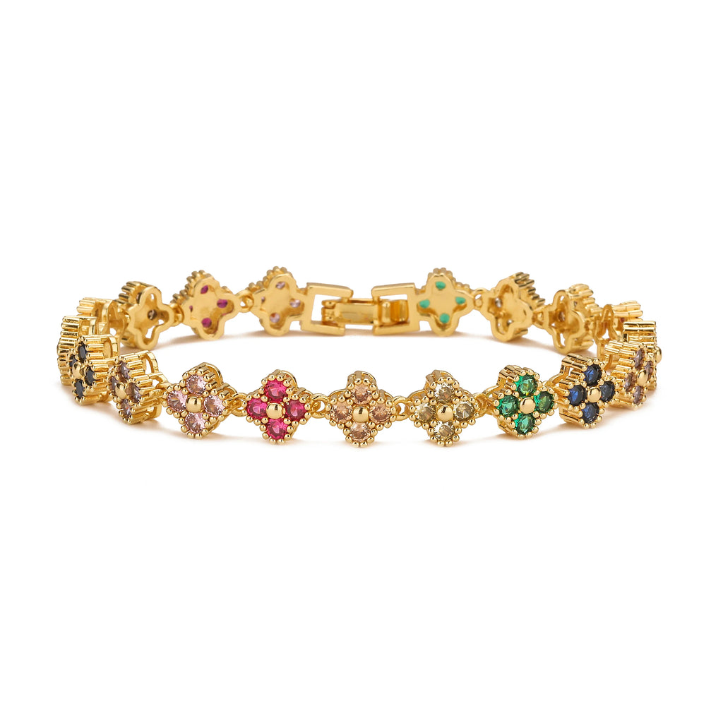 HECHENG,AAAAA Brass 18K gold-plated Flower Necklace Bracelet Jewelry Set ，for Christmas gift for women and best friend Vera Lux